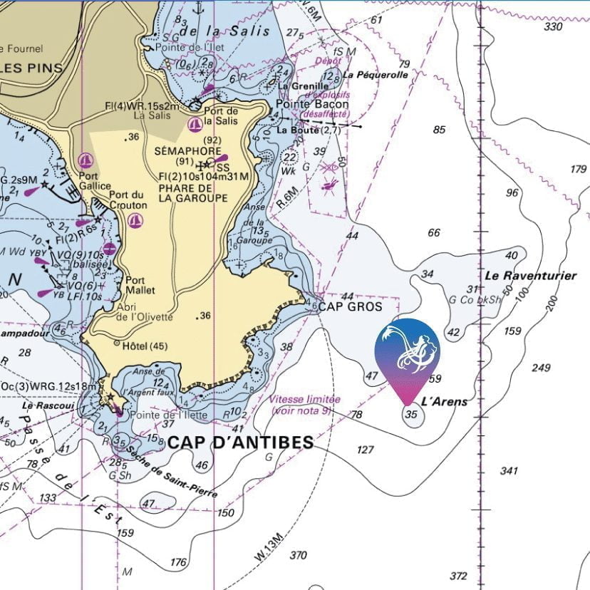 Site de plongée profonde au Cap d'Antibes dans les Alpes-Maritimes - L'Arenas