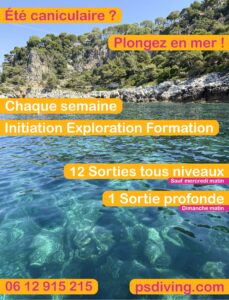 Planning des sorties plongée Nice Saint-Laurent-du-Var juillet Aout 2026