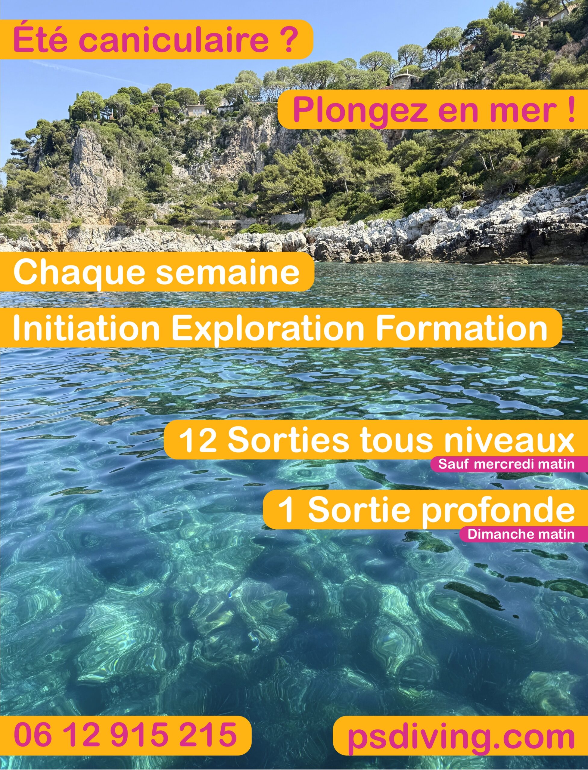 Planning des sorties plongée Nice Saint-Laurent-du-Var juillet Aout 2026